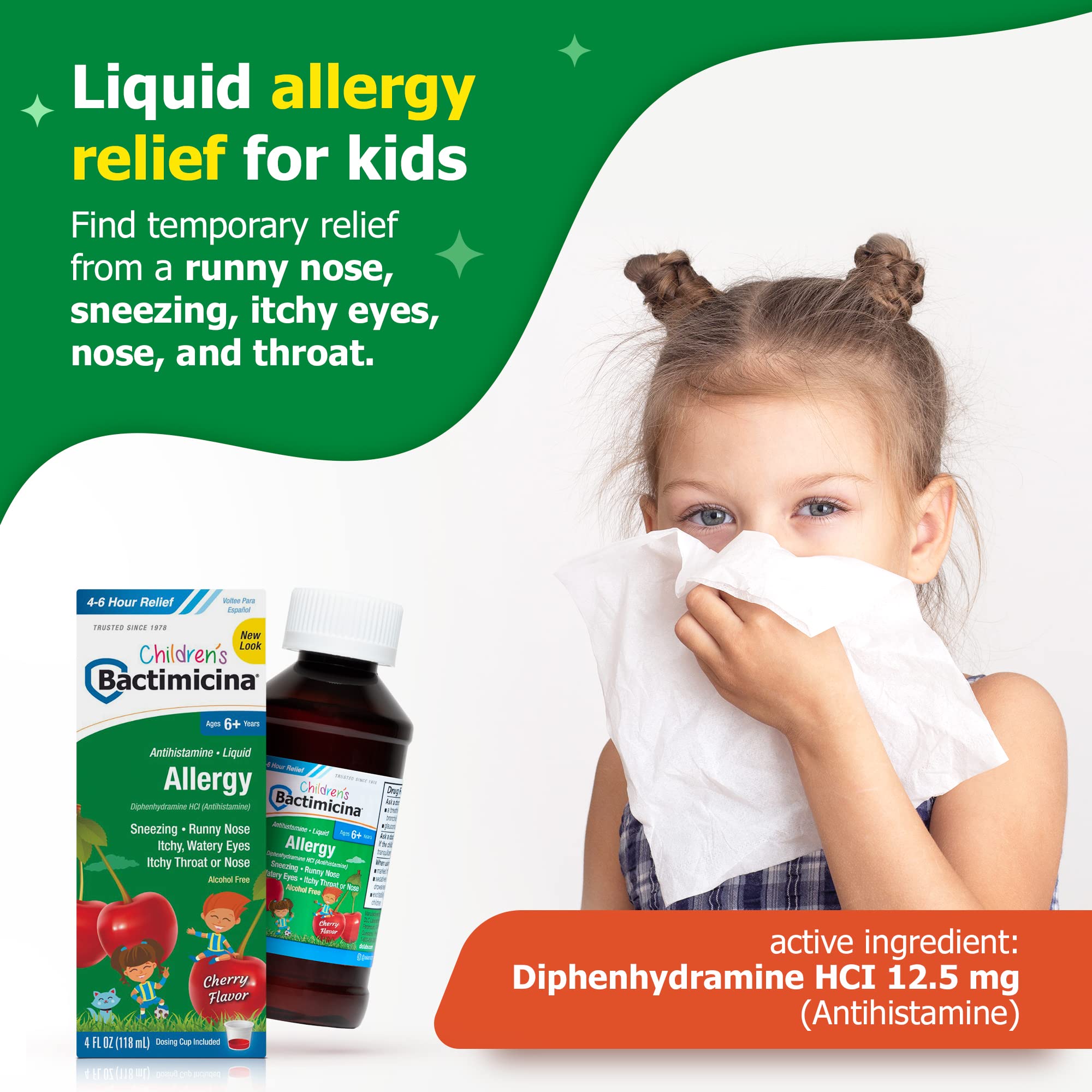 Bactimicina Children’s Liquid - Kids Medicine - Ages 6 and Over - Sweet Cherry Flavor - 4 Fl OZ - Image 7