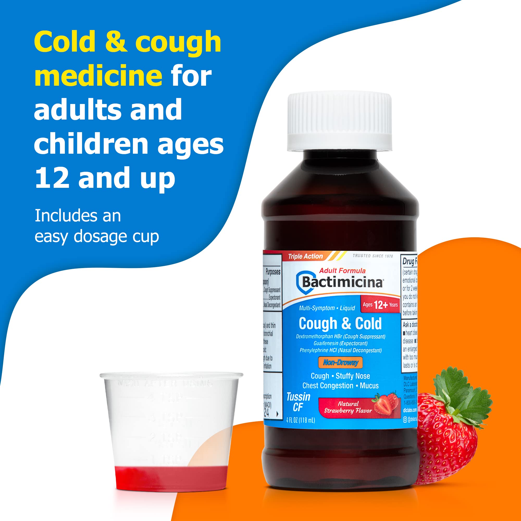 Bactimicina Cough & Cold Liquid - Expectorant and Decongestant - Ages 18 and Up - 4 Fl OZ - Image 6