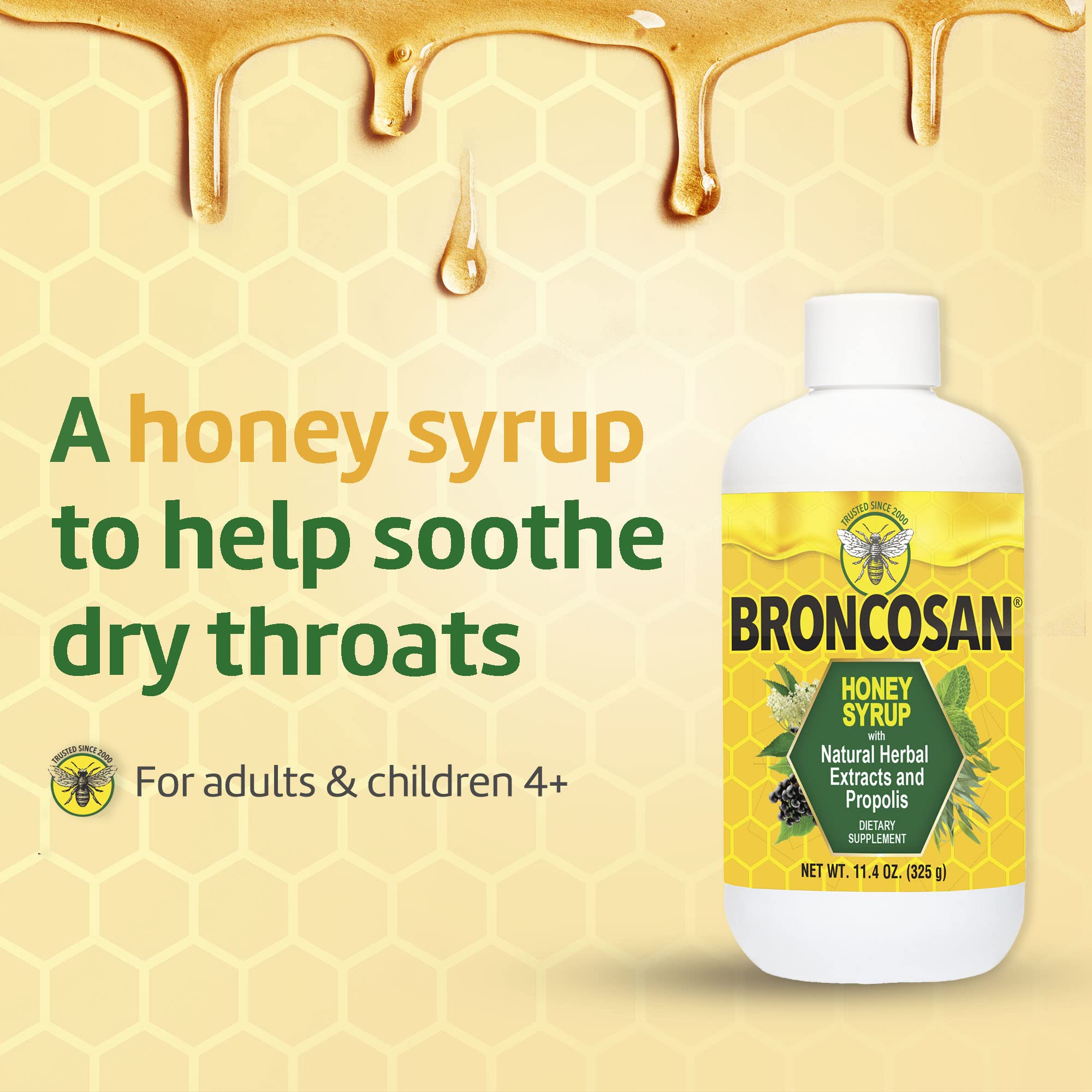Broncosan Honey Syrup with Natural Herbal Extracts and Propolis - 11.4 Fl OZ - Image 3