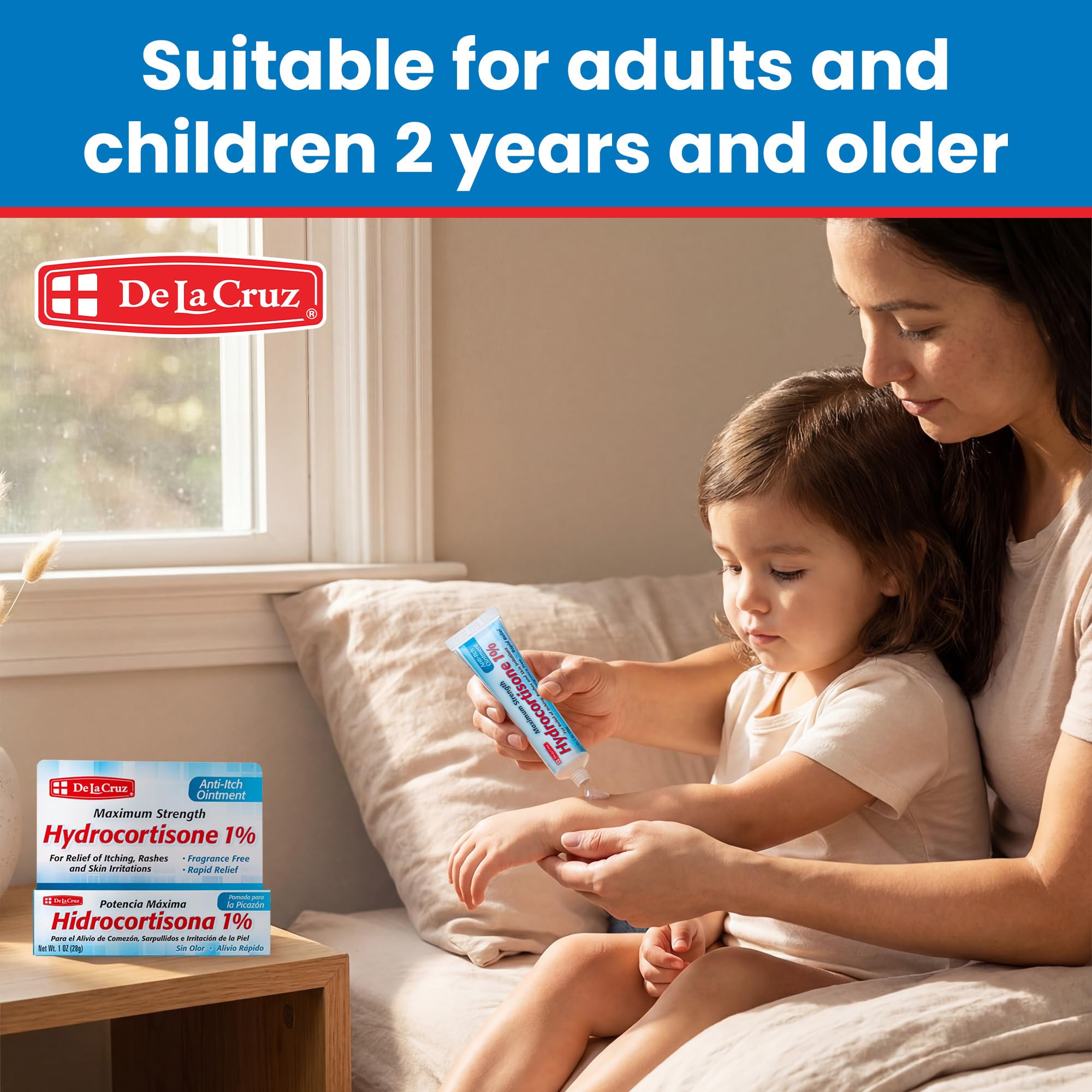 De La Cruz 1% Hydrocortisone Ointment - Maximum Strength - Topical Anti Itch Ointment - Dry Skin, Redness, Dermatitis, Eczema and Rashes - 1 OZ (28g) - Image 4