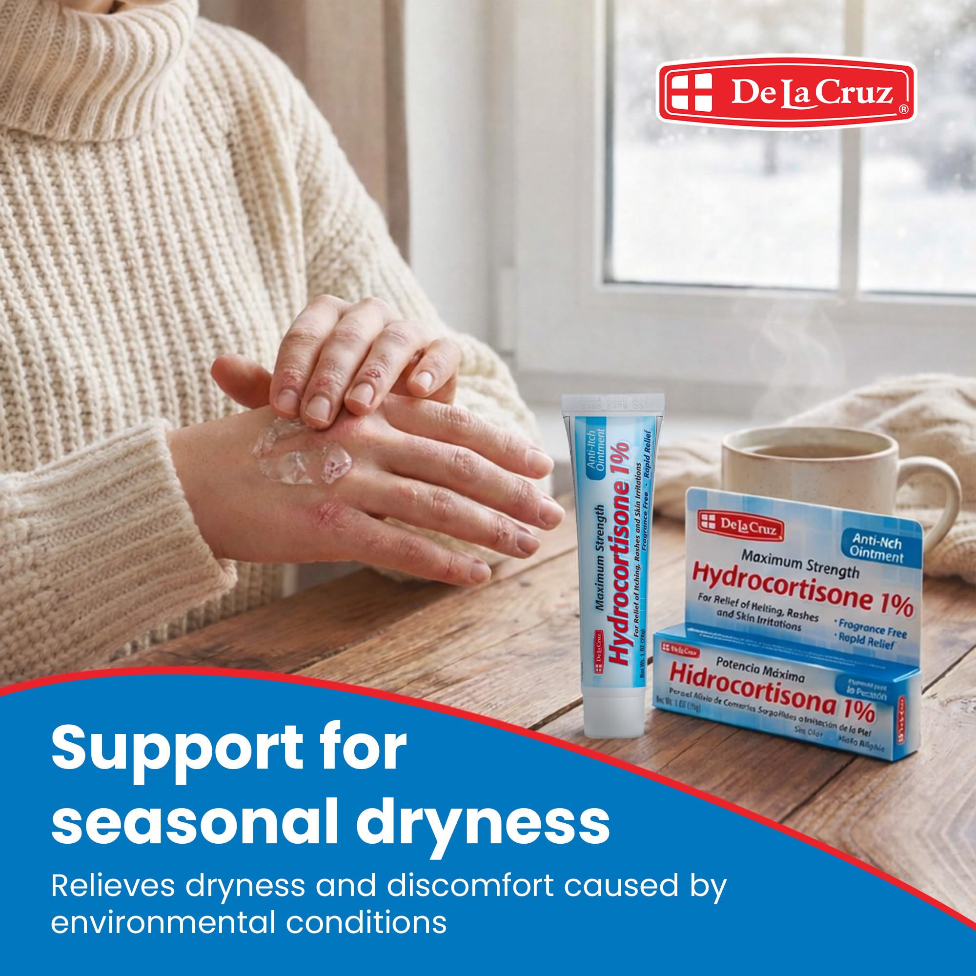 De La Cruz 1% Hydrocortisone Ointment - Maximum Strength - Topical Anti Itch Ointment - Dry Skin, Redness, Dermatitis, Eczema and Rashes - 1 OZ (28g) - Image 7