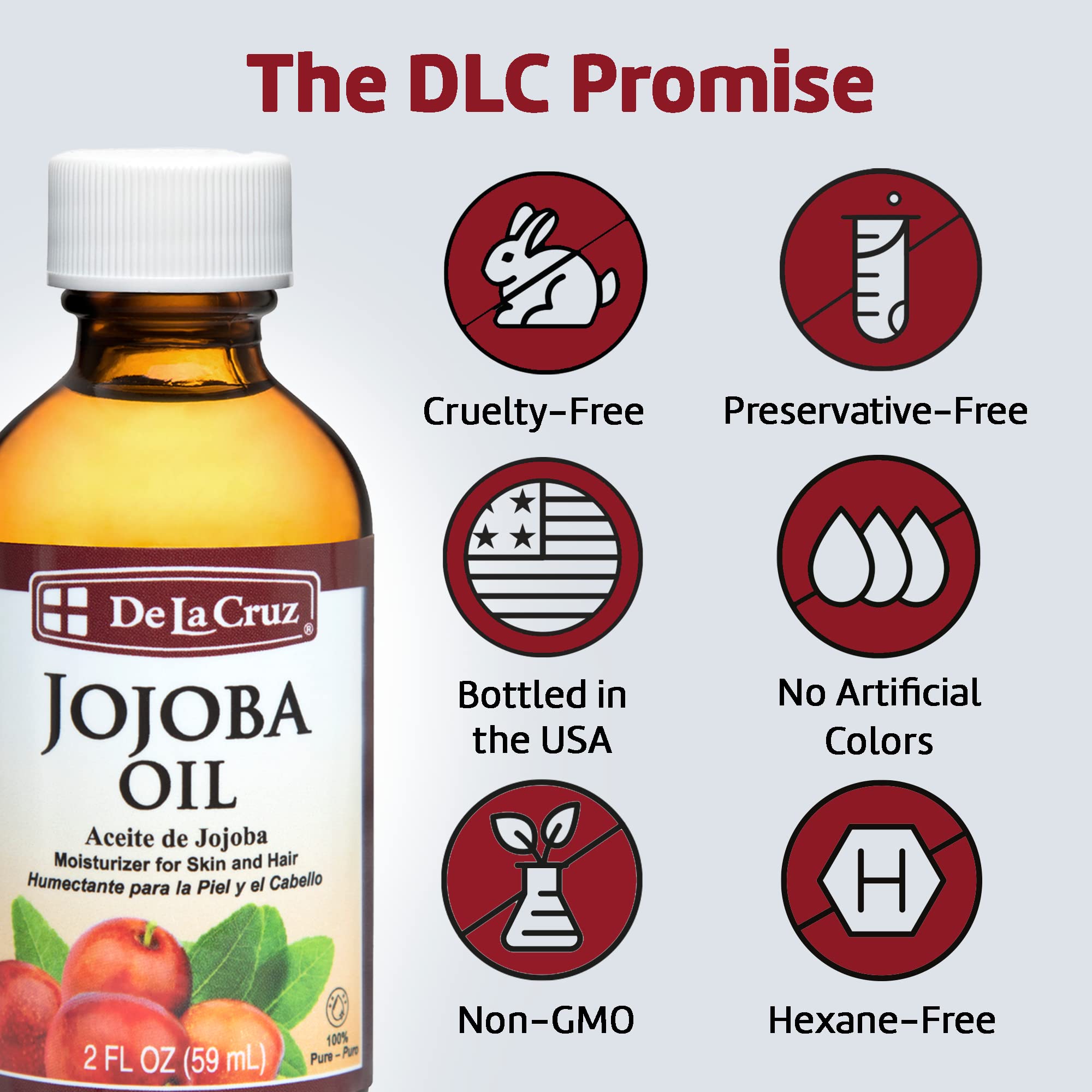 De La Cruz 100% Pure Cold-Pressed Golden Jojoba Oil - Organic Jojoba Oil for Hair and Skin - 2 FL OZ - 59 mL - Image 7