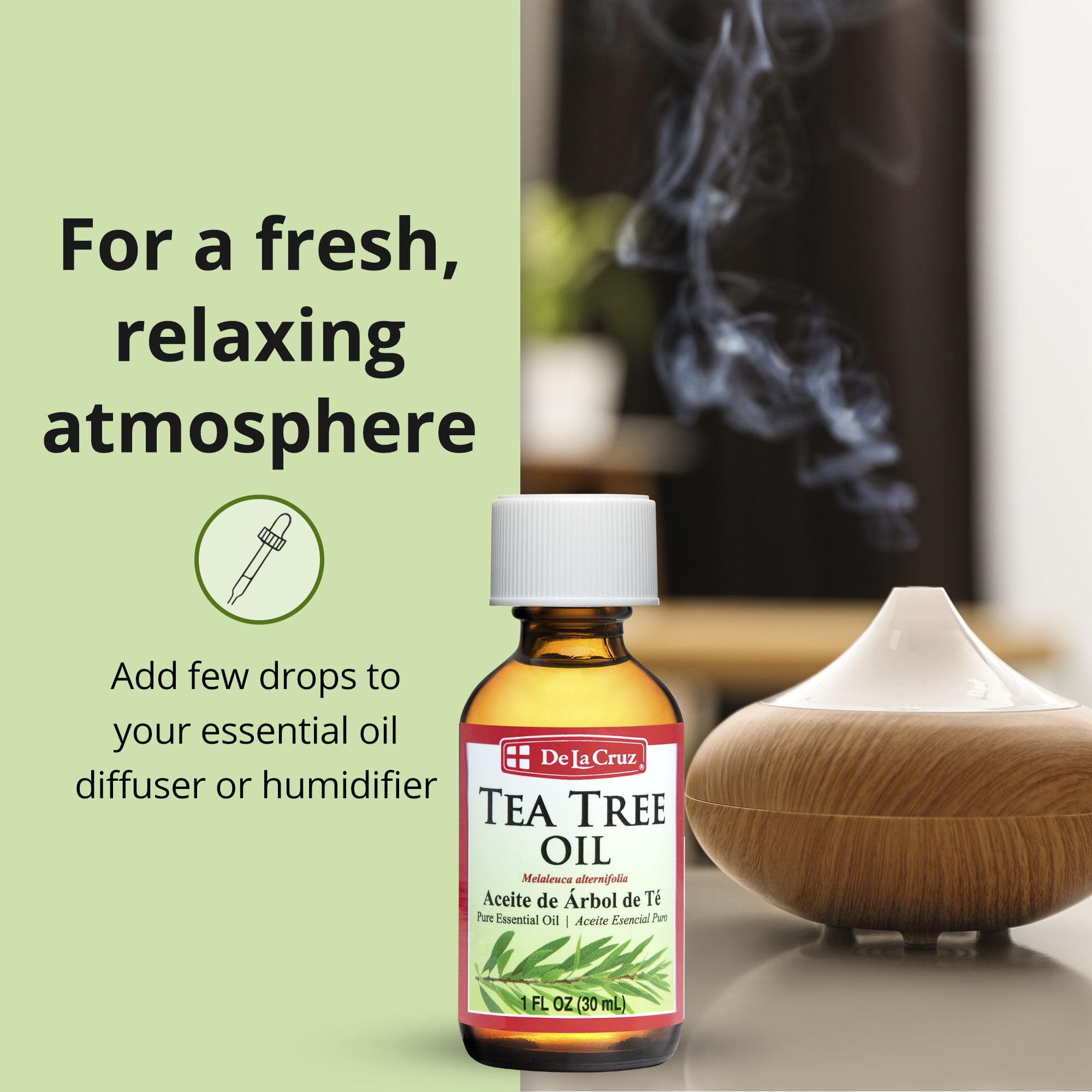 De La Cruz 100% Pure Tea Tree Essential Oil from Australia - Steam Distilled for Aromatherapy - 1 FL OZ (30 mL) - Image 3