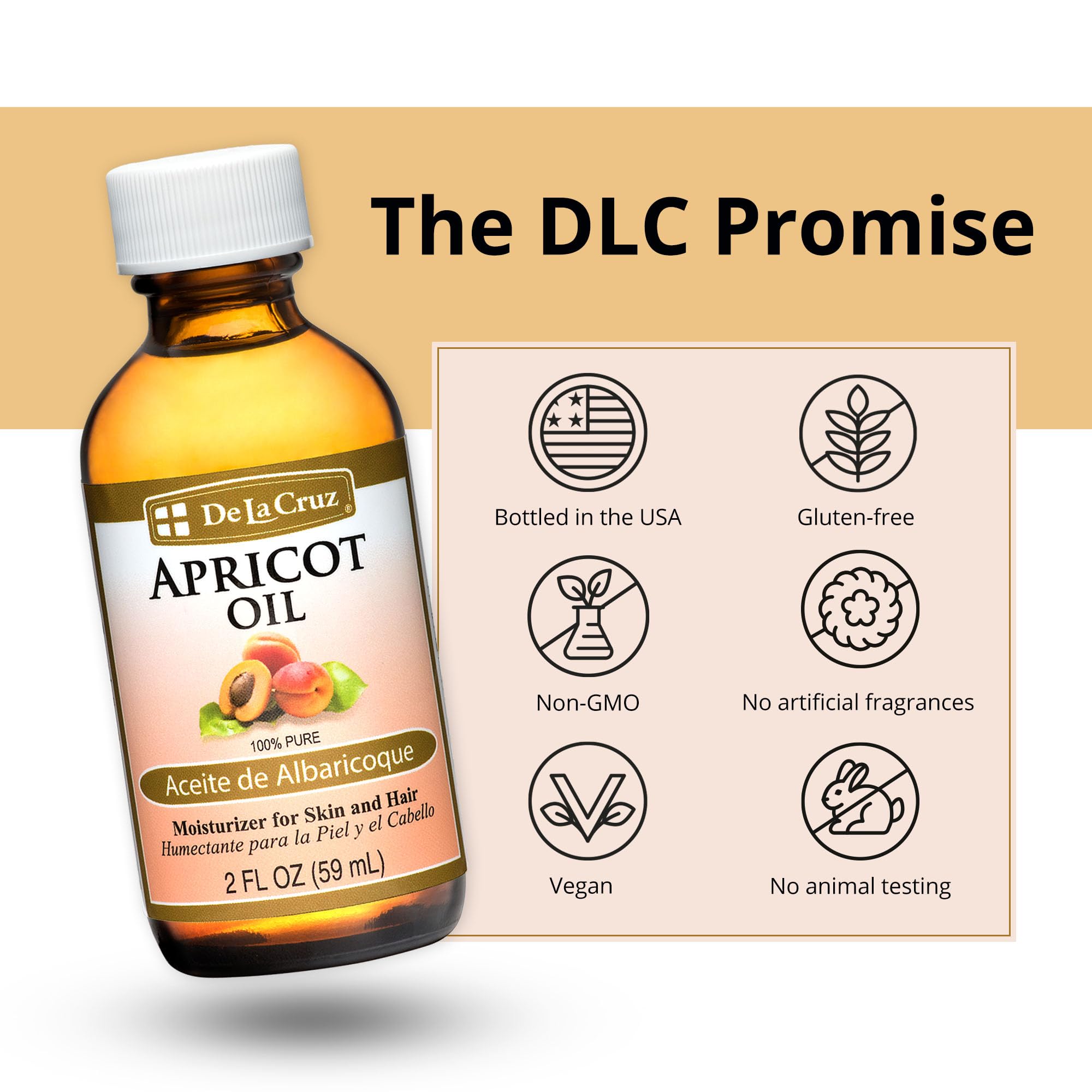 De La Cruz - Apricot Oil - 100% Pure Apricot Kernel Oil - Moisturizing Oil for Skin and Hair - Expeller Pressed Hexane Free - 2 fl OZ - Image 7