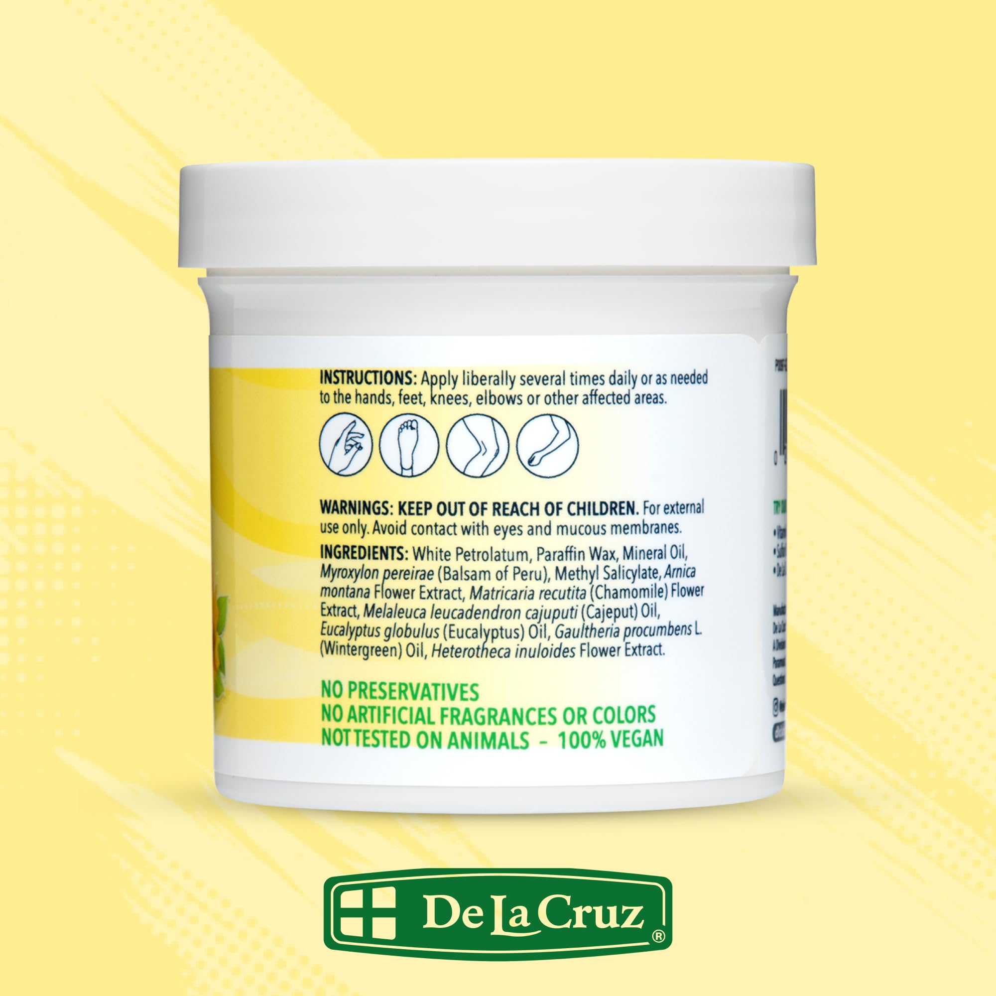 De La Cruz Arnica Salve Foot Care Cream for Dry Cracked Heels & Feet, Skin Care, Hand Salve, 24 Hour Moisture Balm, JUMBO 5.5 OZ - Image 8