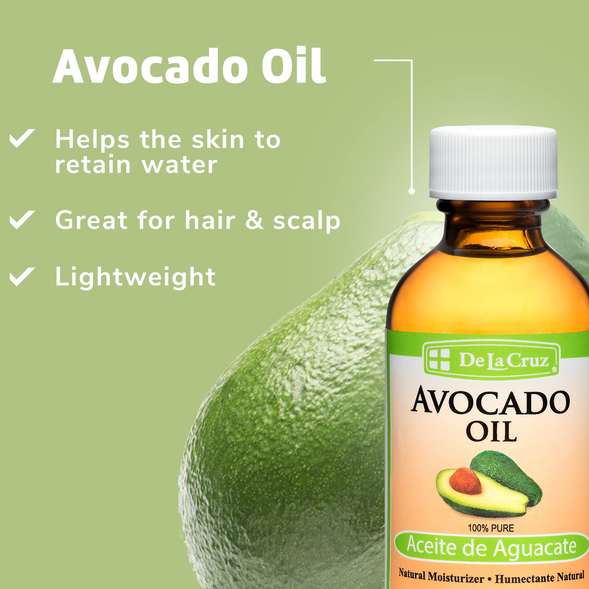 De La Cruz Avocado Oil, Pure Olive Oil and Grapeseed Oil Bundle - 100% Expeller Pressed Pure and Natural Oils for Hair and Body - Lightweight Body Oil Collection for Dry Skin - Image 3