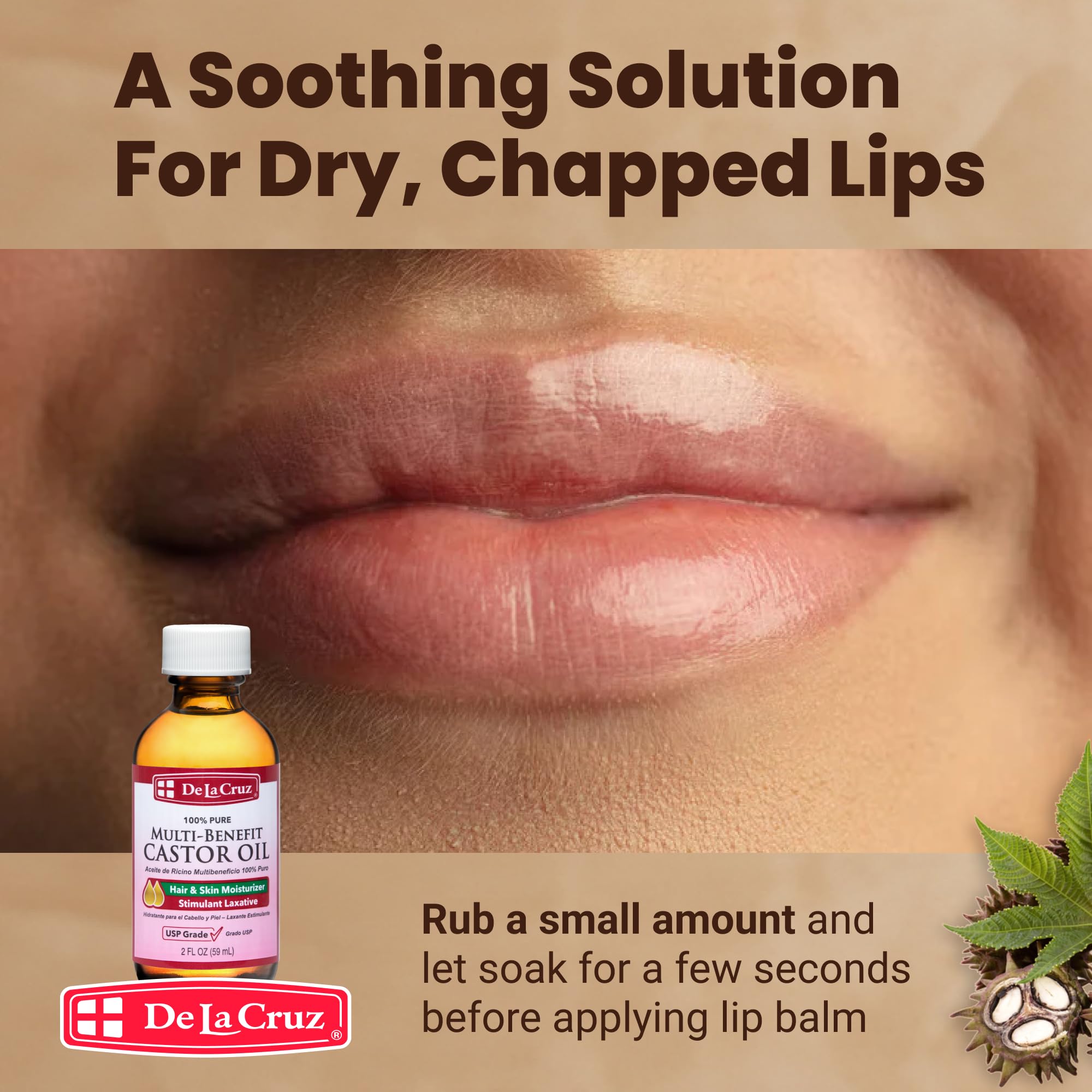 De La Cruz Castor Oil - 100% Pure Castor Oil for Hair, Skin, Eyelashes, and Eyebrows - USP Grade, 2 FL OZ (6 Glass Bottles) - Image 6