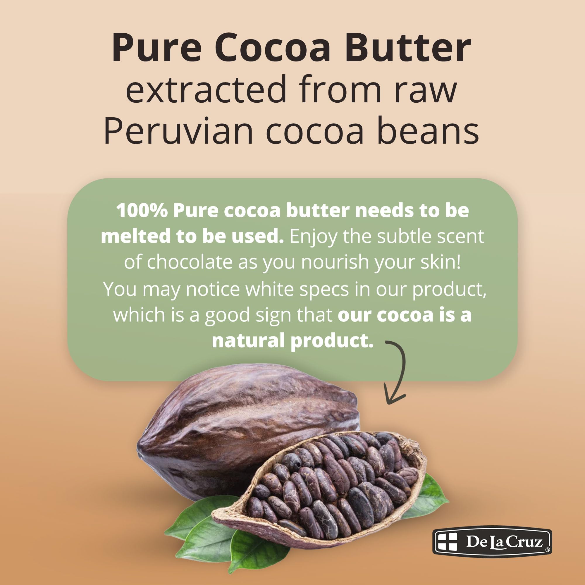 De La Cruz Cocoa Butter - 100% Pure and Natural Cocoa Butter For Dry, Rough Skin - All Natural Hydrating Moisturizer, (Jar - 1 Count, 4 Ounce) - Image 5