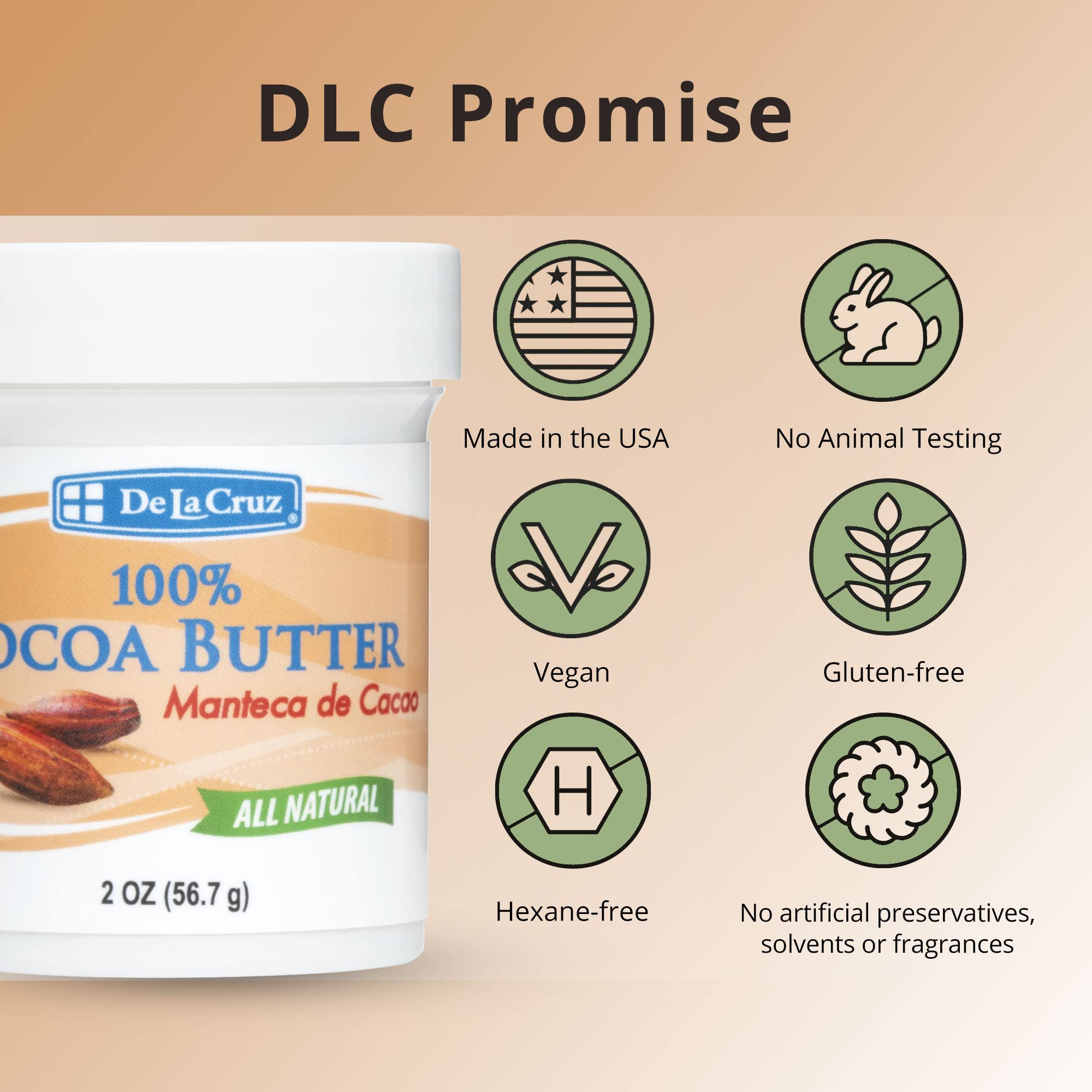 De La Cruz Cocoa Butter - 100% Pure and Natural Cocoa Butter For Dry, Rough Skin - All Natural Hydrating Moisturizer, (Jar - 1 Count, 4 Ounce) - Image 7