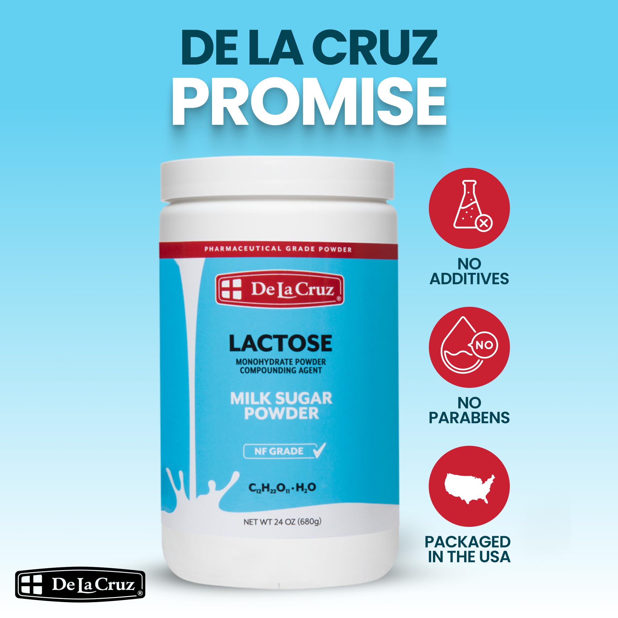De La Cruz Lactose Powder - Pure Lactose Monohydrate Milk Sugar NF Grade, 24 OZ - Image 6
