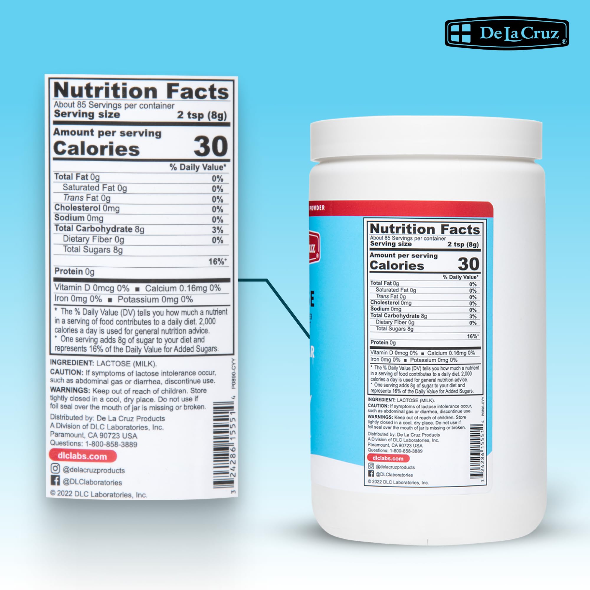 De La Cruz Lactose Powder - Pure Lactose Monohydrate Milk Sugar NF Grade, 24 OZ - Image 8