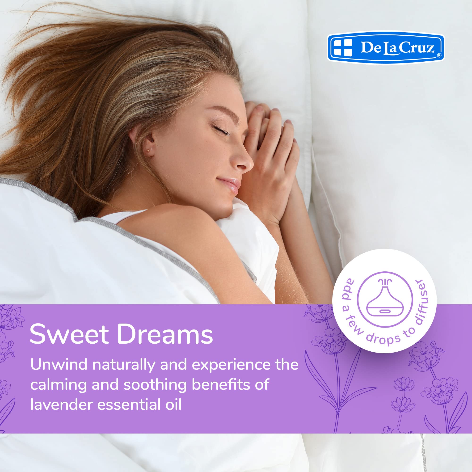 De La Cruz Lavender Essential Oil Steam-Distilled - 100% Pure Lavender Oil for Aromatherapy 2 Fl Oz (Pack of 1) - Image 5