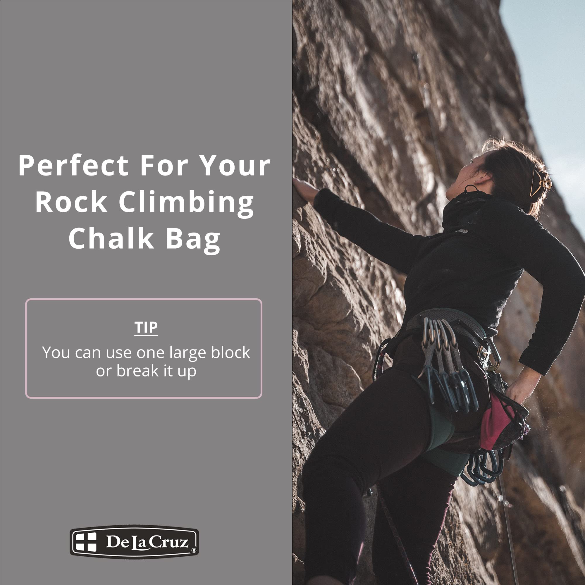 De La Cruz Magnesium Carbonate Gym Chalk - Weightlifting, Gymnastics and Rock Climbing Chalk - Image 3