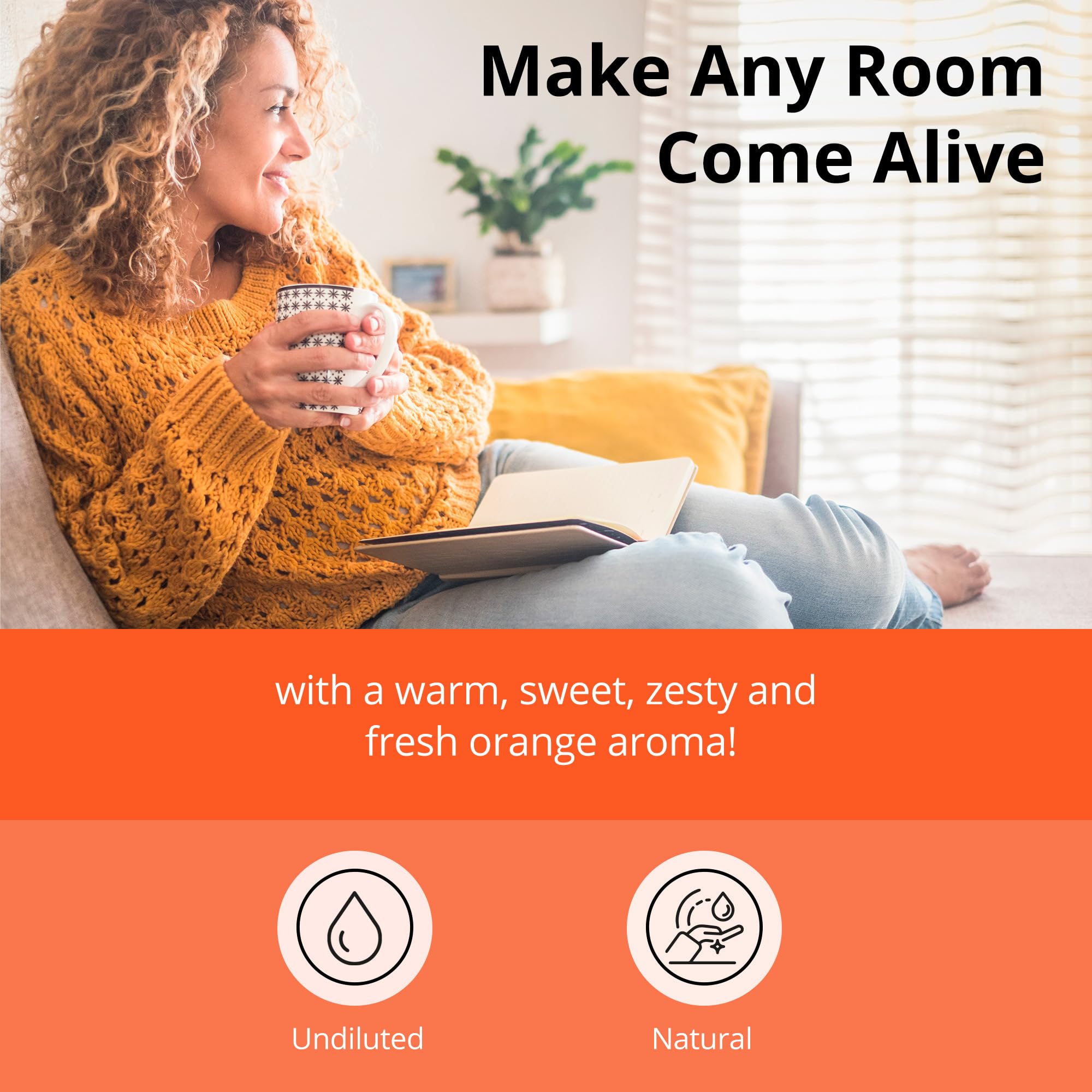 De La Cruz Pure Orange Oil - 100% Pure Cold Pressed Orange Essential Oil for Diffuser - 2 Fl OZ (1 Bottle) - Image 3