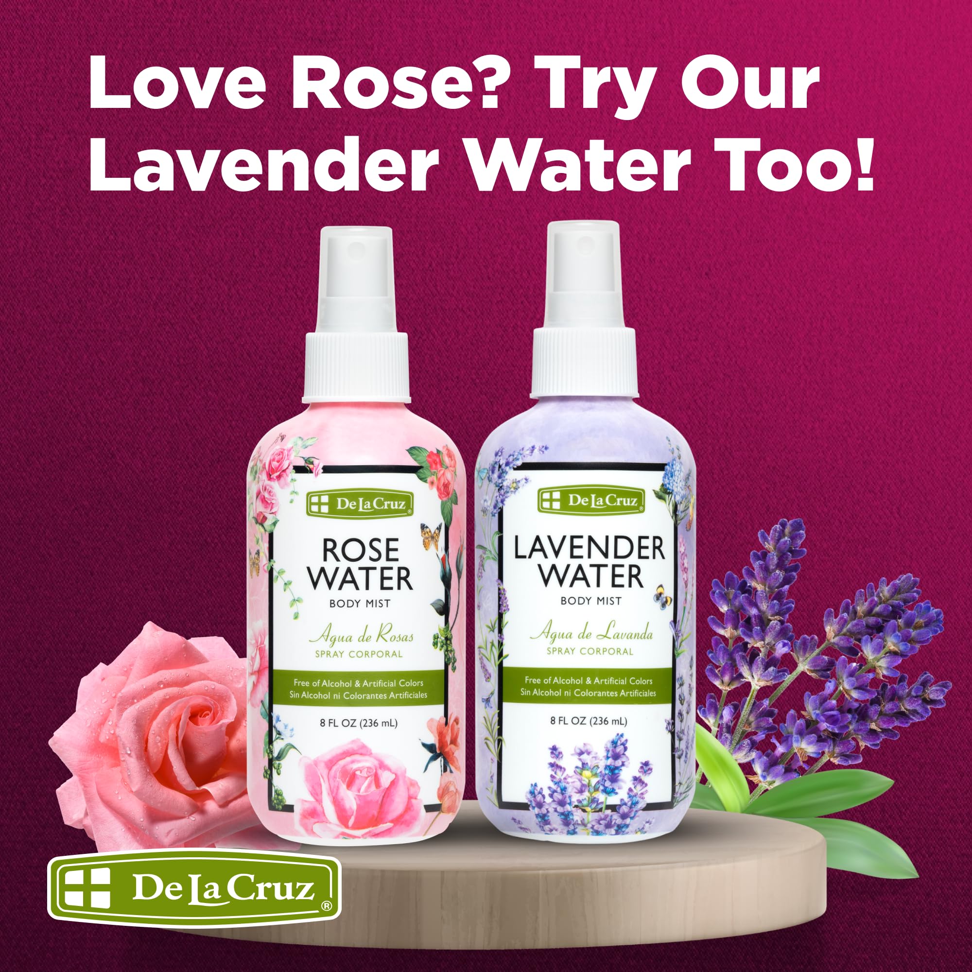 De La Cruz Pure Rose Water Body Mist,Rosewater Spray for Face, Skin & Hair,Toner & Rose Water for Hair Alcohol Free, Paraben Free 8 fl oz (1 Bottles) - Image 8