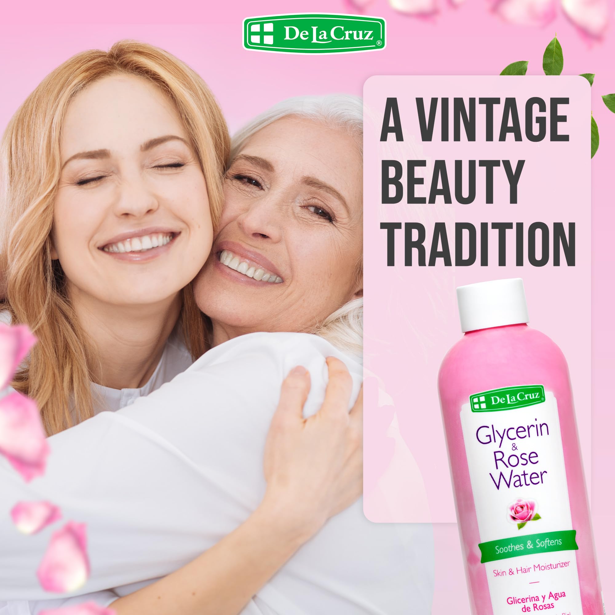 De La Cruz Rose Water and Glycerin for Face - Rosewater Facial Toner and Moisturizer for Skin and Hair 8 fl oz. (236 mL) - 1 Bottle - Image 3