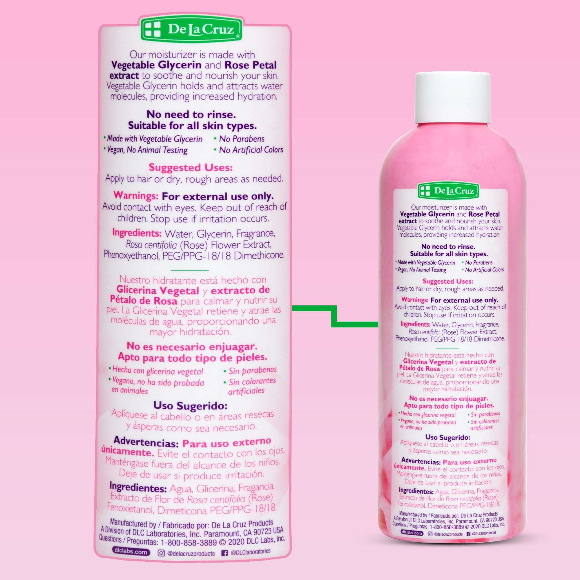 De La Cruz Rose Water and Glycerin for Face - Rosewater Facial Toner and Moisturizer for Skin and Hair 8 fl oz. (236 mL) - 1 Bottle - Image 8