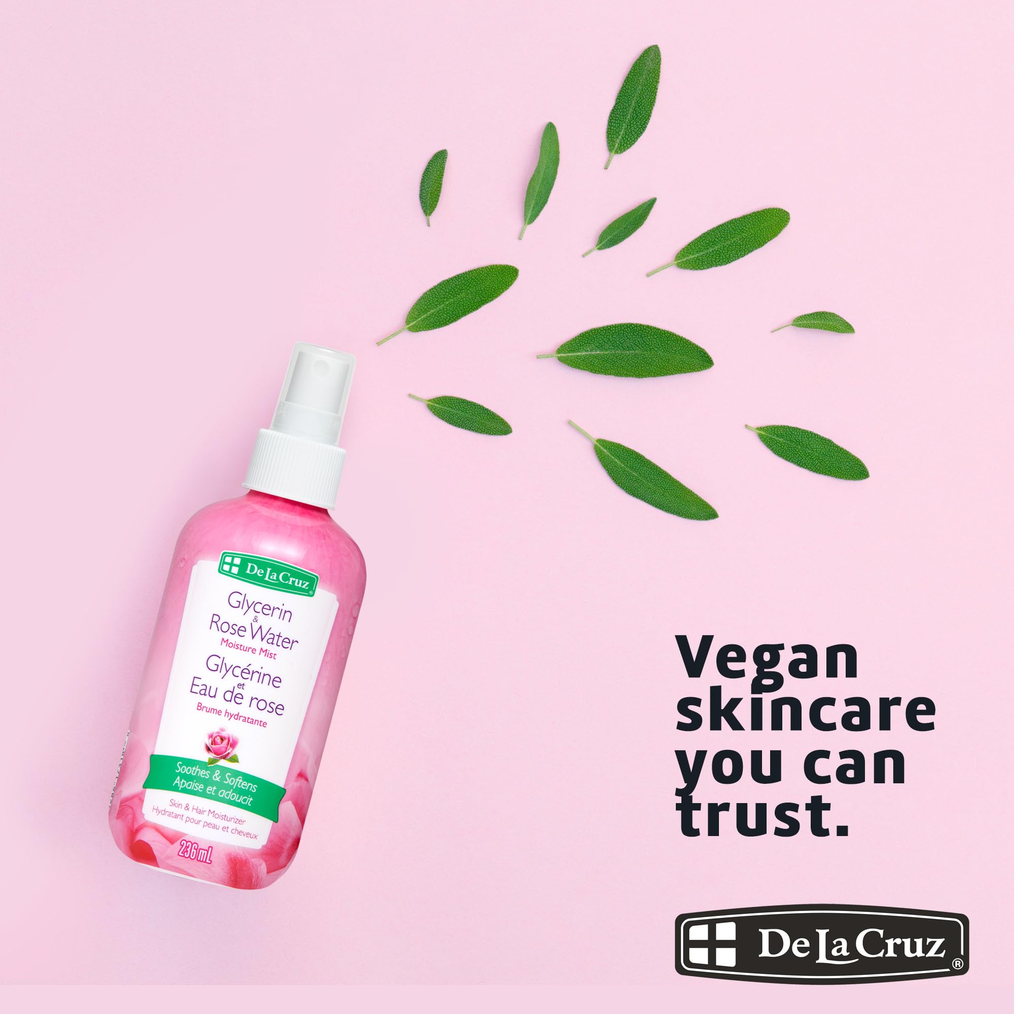 De La Cruz Rose Water and Glycerin Spray for Face - Rosewater Facial Toner and Moisturizer Mist for Skin and Hair 8 fl oz (236 mL) - Image 5