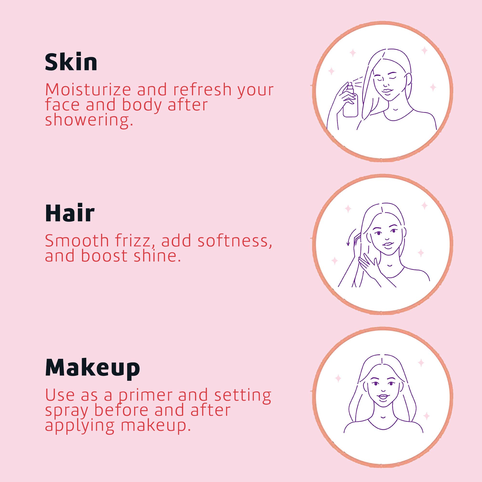 De La Cruz Rose Water and Glycerin Spray for Face - Rosewater Facial Toner and Moisturizer Mist for Skin and Hair 8 fl oz (236 mL) - Image 6