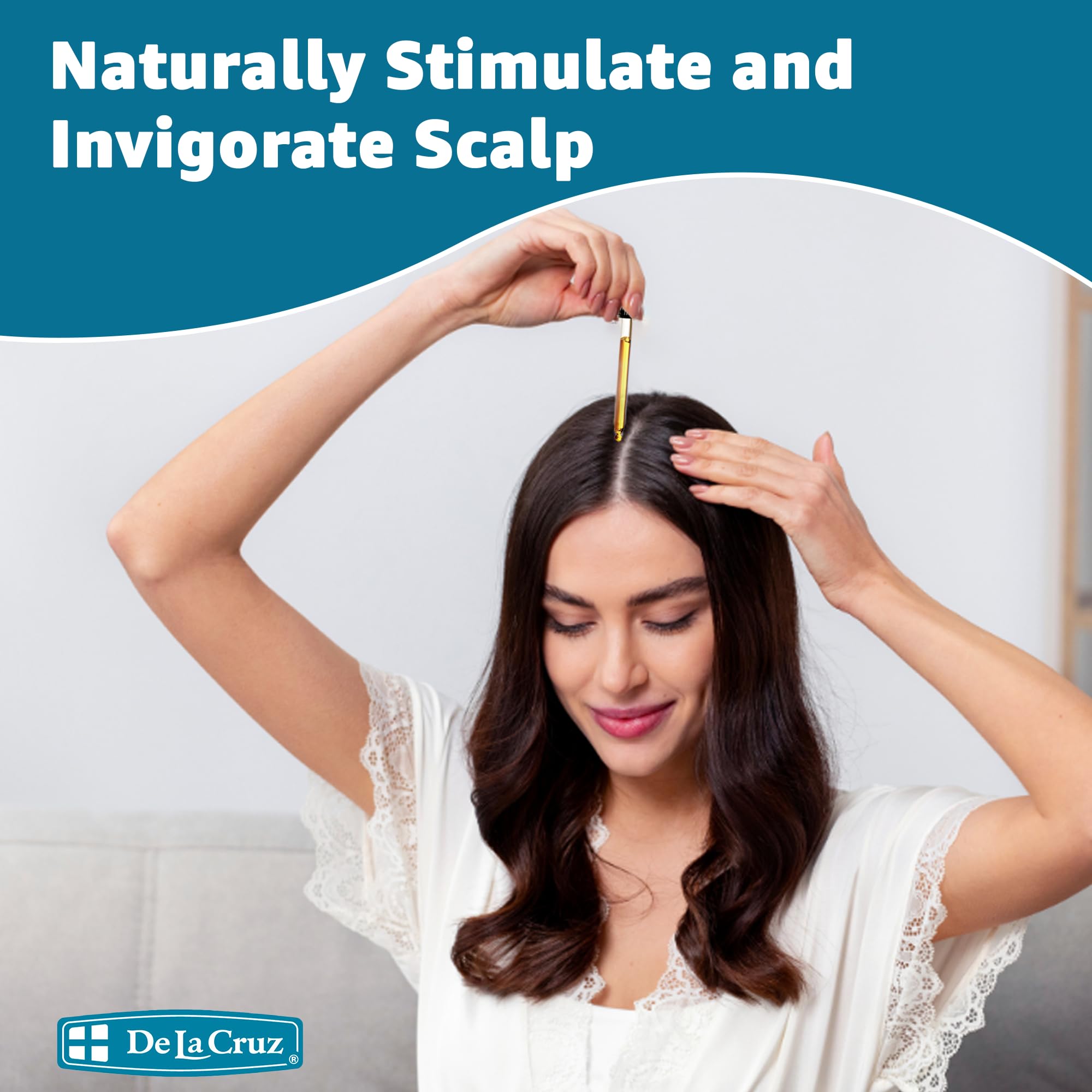 De La Cruz Rosemary Mint Oil Blend for Hair & Scalp - Revitalizing Blend with Castor, Avocado and Olive Oil - Naturally Moisturizing Rosemary Hair Oil - 2 FL OZ - Image 6