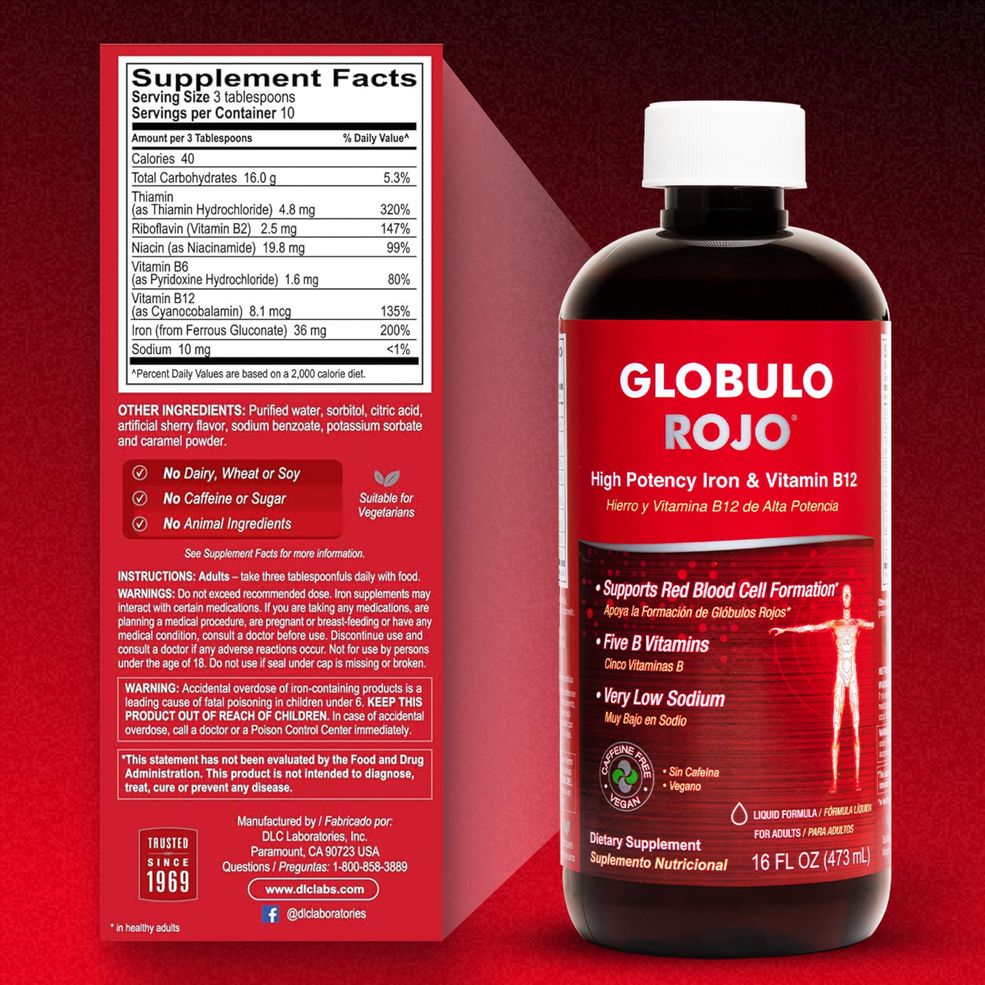 Globulo Rojo Iron Supplement - Liquid Dietary Supplement with High Potency Iron & B Vitamins (Vegan) (16 Fl Oz (Pack of 1)) - Image 6