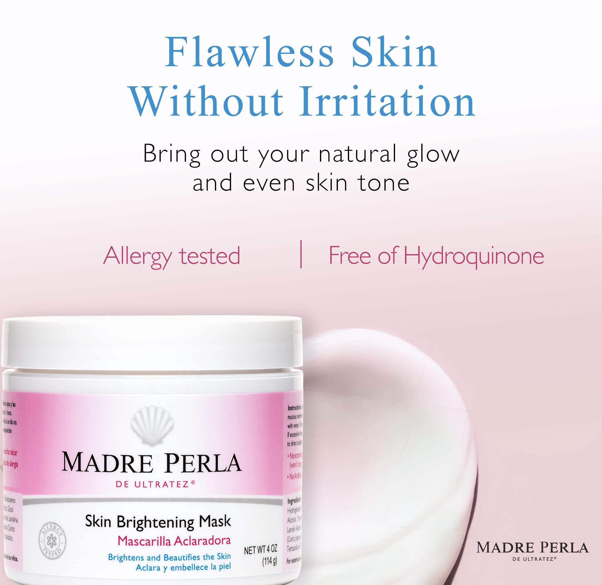 Madre Perla Skin Brightening Mask - Moisturizing Mask for Face and Skin - Allergy Tested and Non Irritating - 4 OZ (2 Jars) - Image 4
