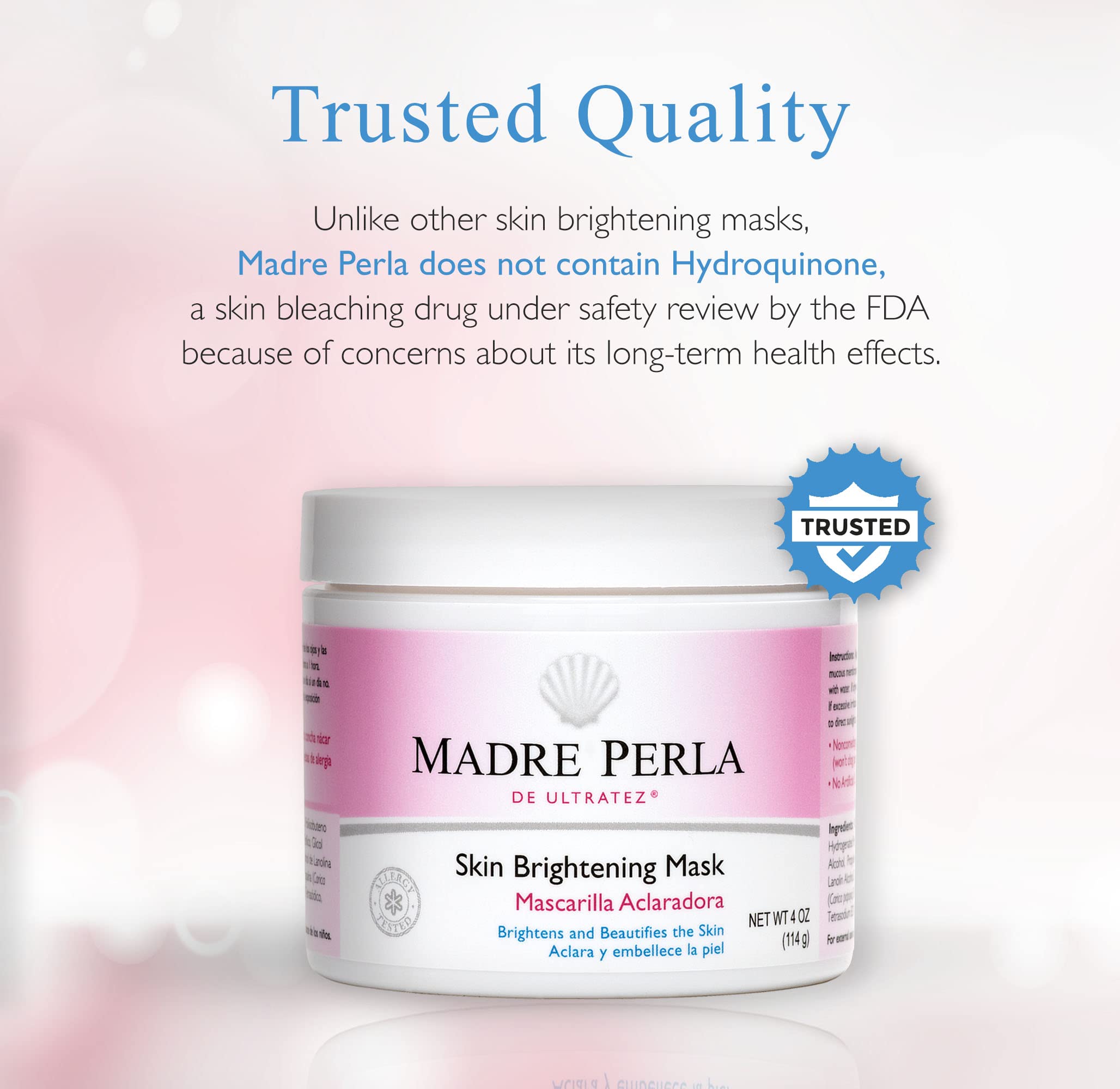 Madre Perla Skin Brightening Mask - Moisturizing Mask for Face and Skin - Allergy Tested and Non Irritating - 4 OZ (2 Jars) - Image 8