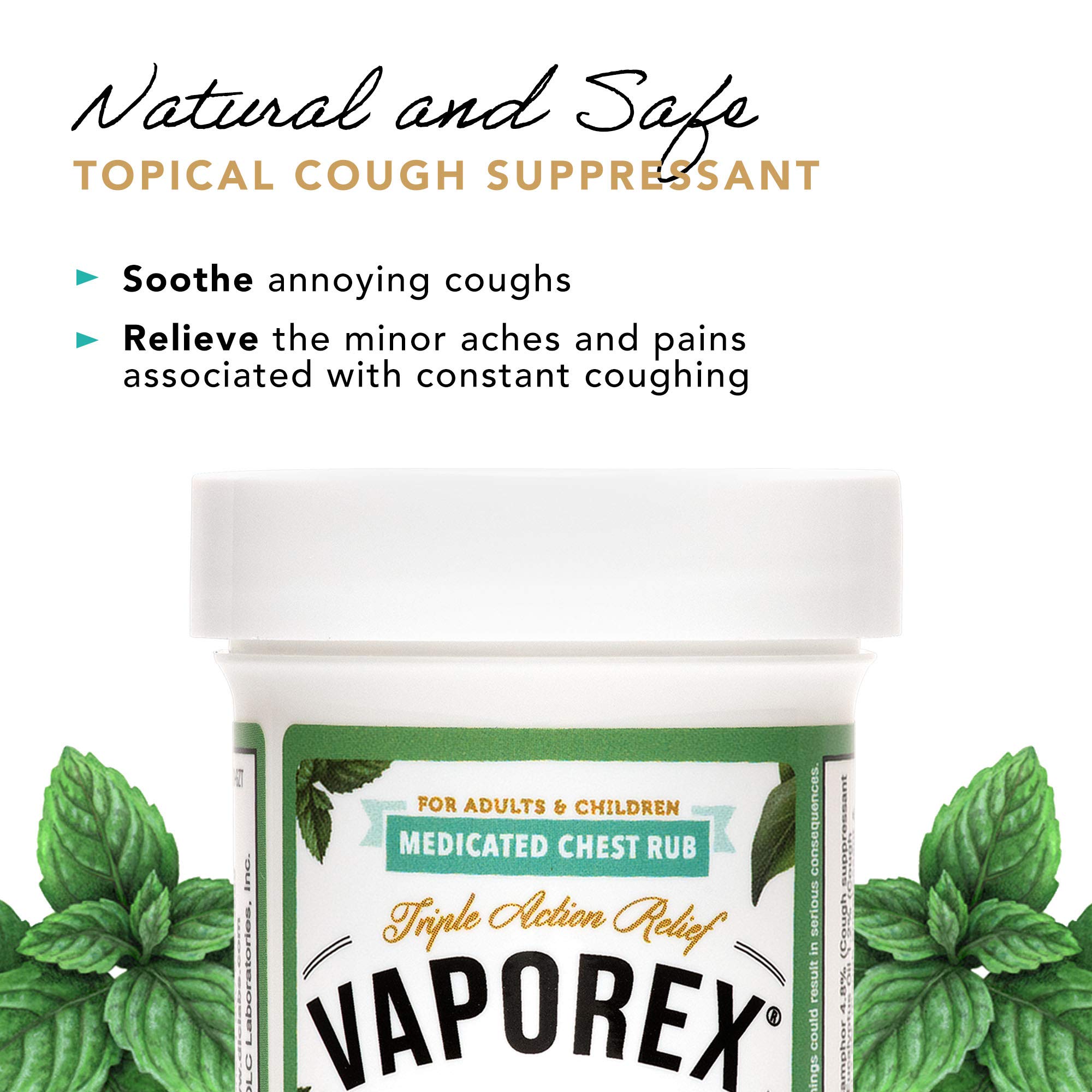 Vaporex Chest Rub - Medicated Vaporizing Rub to Ease Breathing and Suppress Cough - Chest Balm with Eucalyptus Essential Oil, Camphor and Menthol 2 OZ (56.7 g) - Image 3