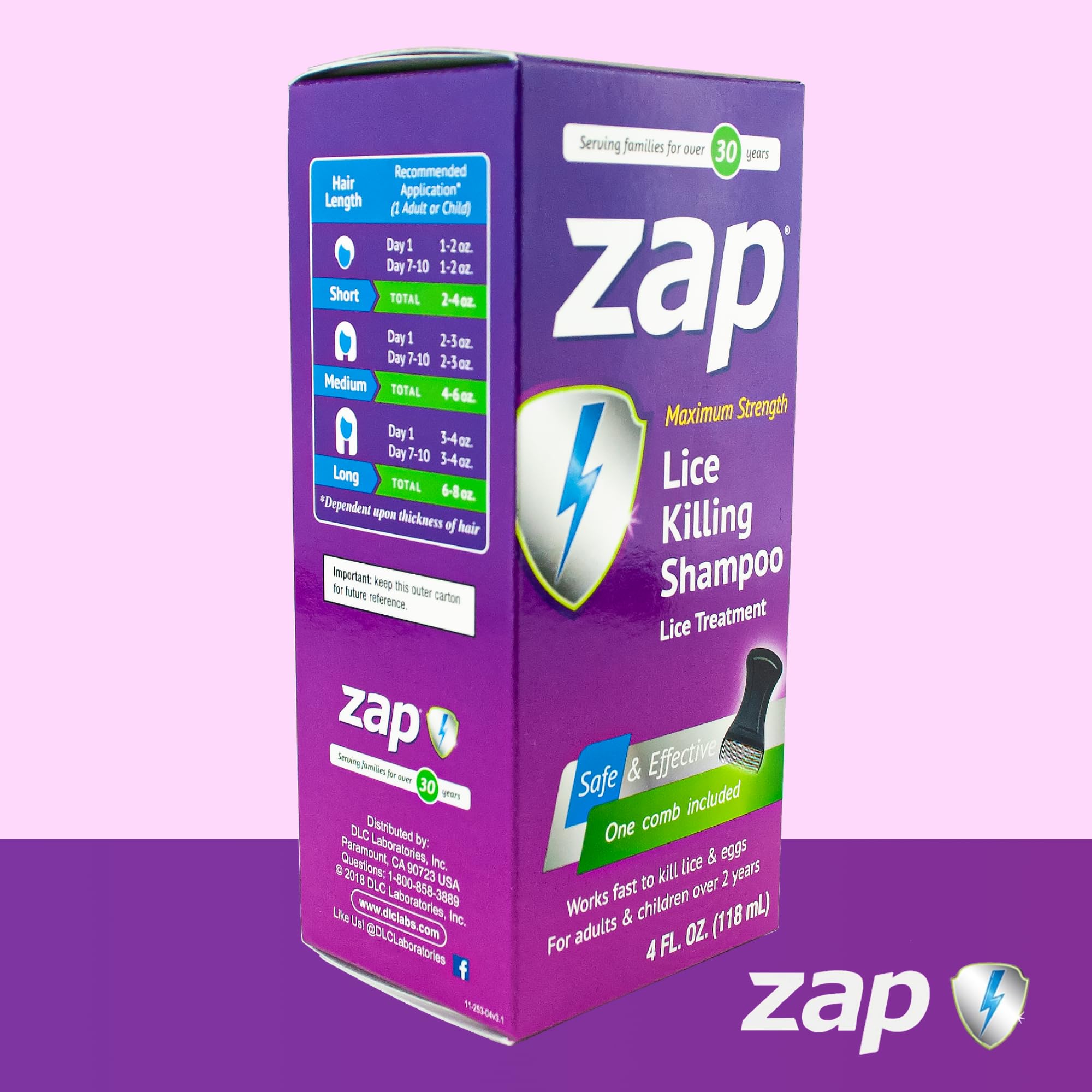 Zap Lice Shampoo Extra Strength Lice Shampoo That Kills Eggs and Lice Fast Acting Lice Treatment with Hair Comb 4 FL OZ Lice Treatment for Kids & Adults, Made in USA - Image 8